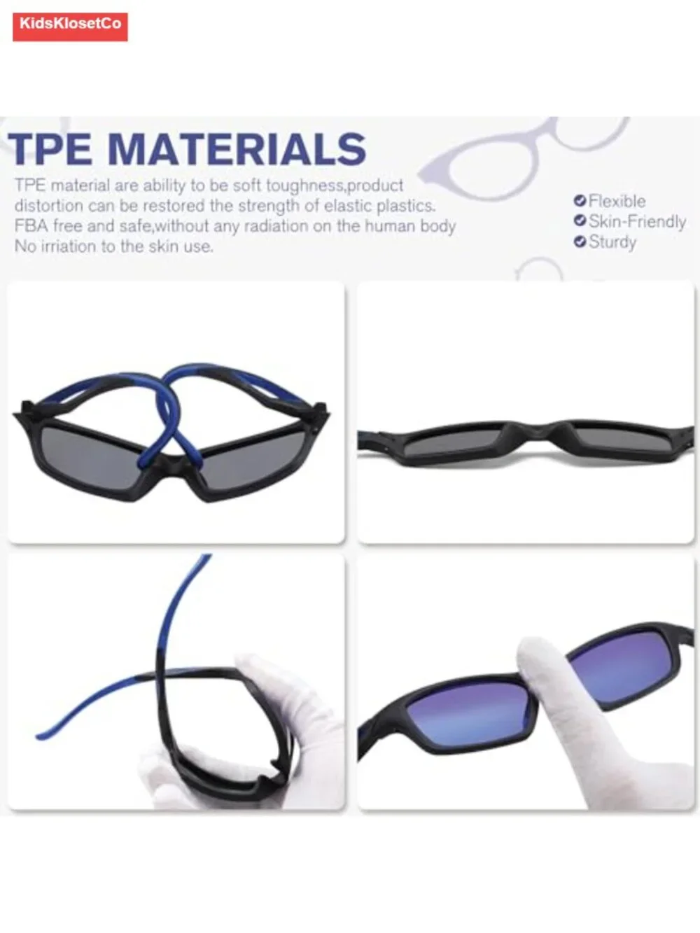 Unbreakable Flexible Polarized Sports Sunglasses with Strap for Kids Age 2-10